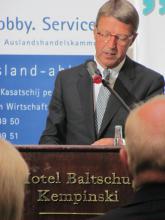 Festrede des Ost-Ausschuss-Vorsitzenden Eckhard Cordes bei der gemeinsamen Veranstaltung von Deutsch-Russischem Forum und AHK in Moskau. Foto: Andreas Metz