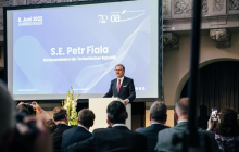  Der tschechische Premierminister Petr Fiala bei der Eröffnung des Jahresempfangs; Foto: Ekaterina Zershchikova