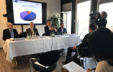 Michael Harms (OAOEV, 2.v.li.) und Matthias Schepp (AHK Russland, 2.v.re.) stellten die Ergebnisse der Umfrage vor. Foto: A. Metz