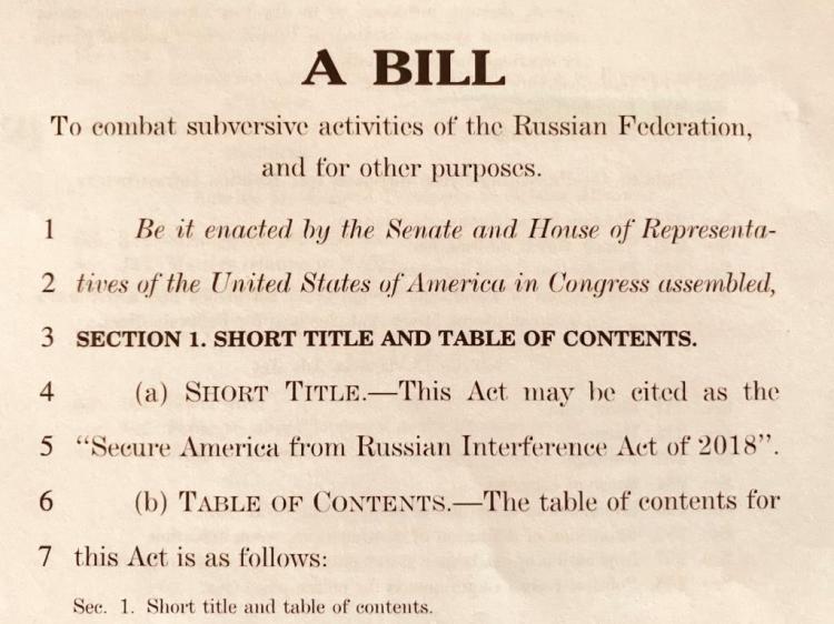 Ausschnitt aus einem Gesetzentwurf des US-Senats zu neuen Russland-Sanktionen