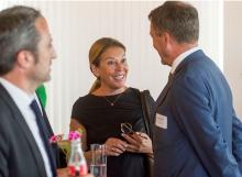 Ruzica Djindjic und Philip Haußmann beim feierlichen Empfang im Berliner Zeitungsviertel. Foto: Jürgen Scheer