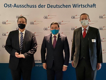 v.l.n.r.: Miguel Berger, Margulan Baimukhan, Michael Harms, Foto: A. Metz