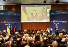 Ein Höhepunkt des 6. Deutsch-Ukrainischen Wirtschaftsforums war die Live-Zuschaltung zu Präsident Wolodymyr Selenskyj nach Kyjiw. Foto: Kruppa